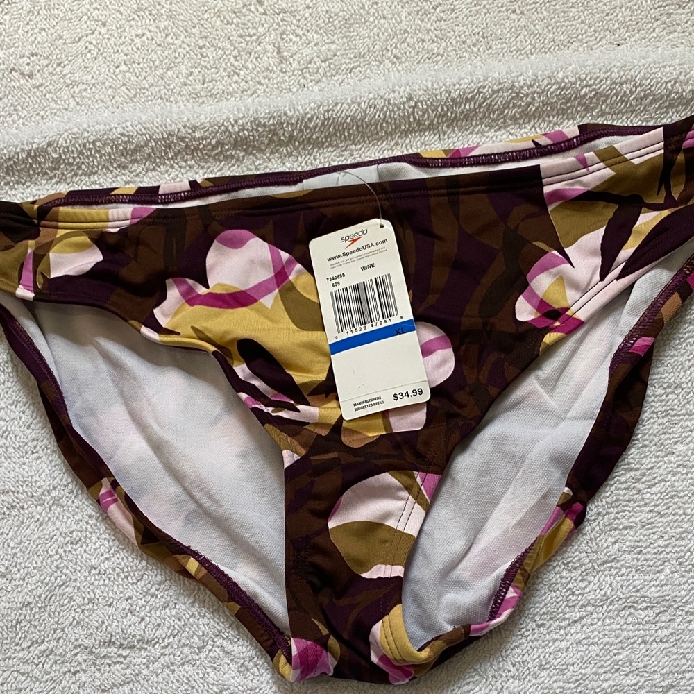 Speedo Brown, Pink & Mustard Floral Bikini Bottom only